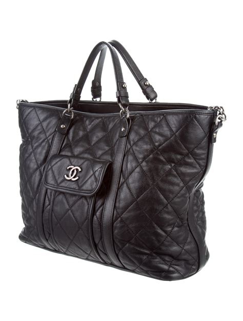 chanel large tote bag leather|large zipped shopping bag chanel.